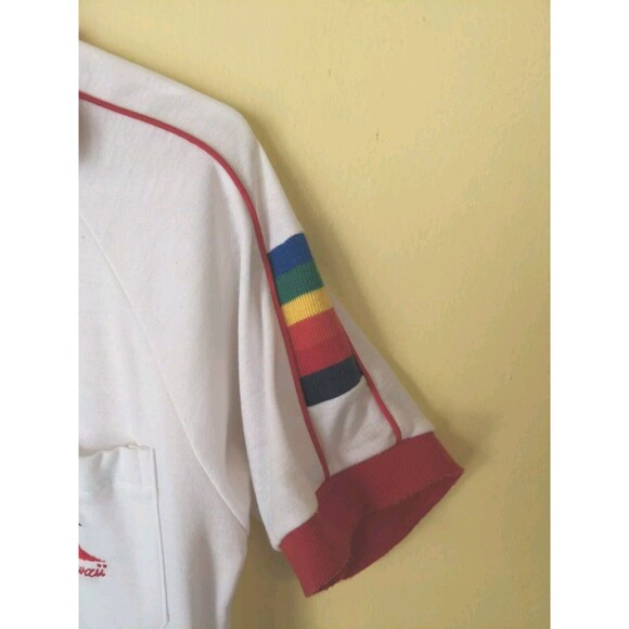 Vintage 1980's Hawaii Rainbow Warriors White Polo Shirt Thin Soft Men's Large - Picture 2 of 9